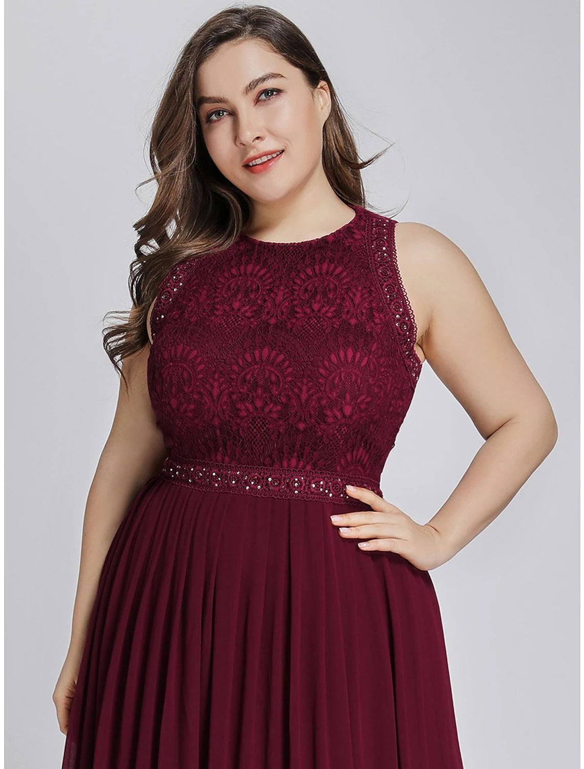 Wholesa A-Line Prom Dresses Elegant & Luxurious Dress Wedding Guest Prom Floor Length Sleeveless Jewel Neck Chiffon with Crystals