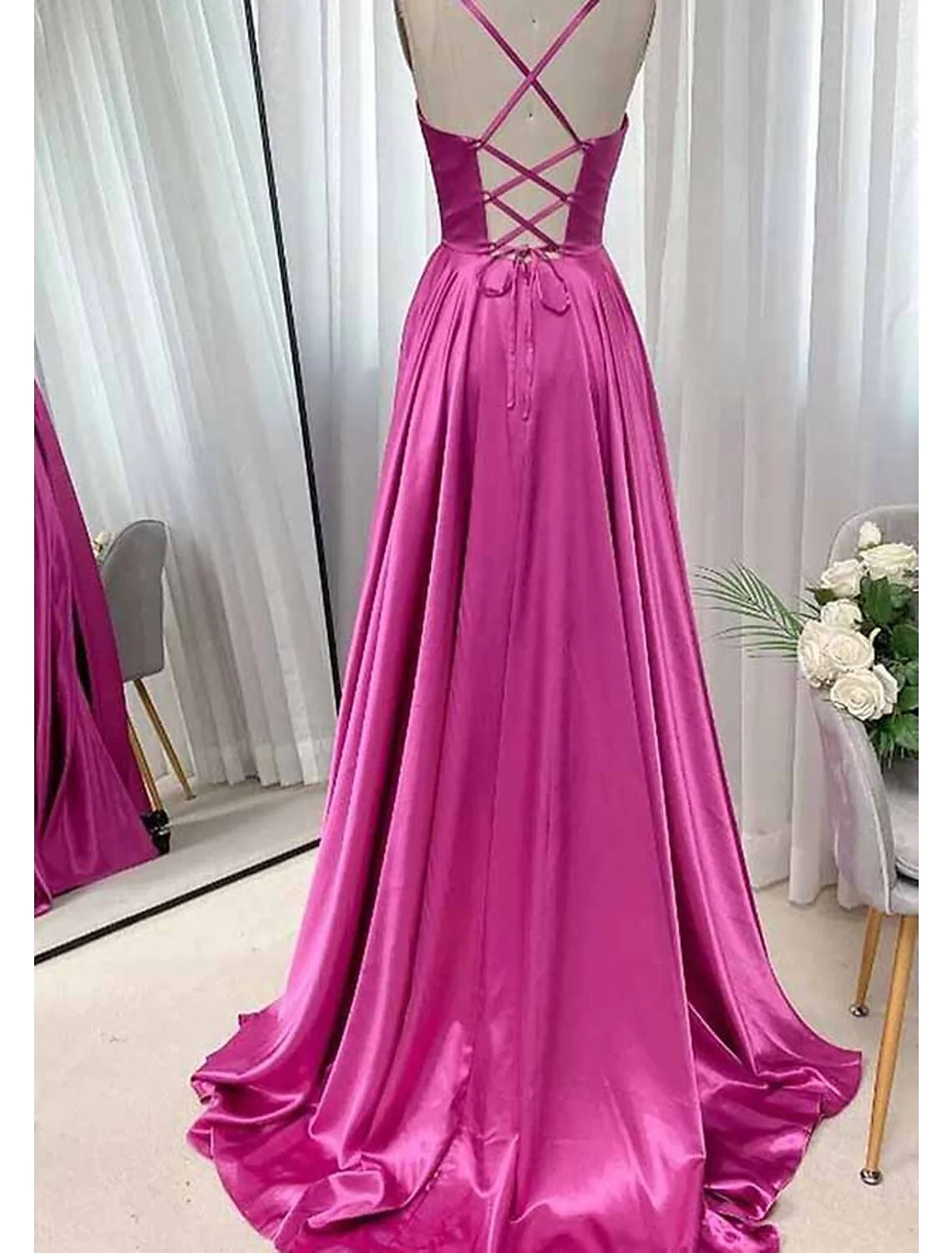 Wholesa A-Line Wedding Guest Dresses Sexy Dress Party Wear Sweep / Brush Train Sleeveless Sweetheart Cotton Backless Crisscross Back with Glitter Ruched Strappy