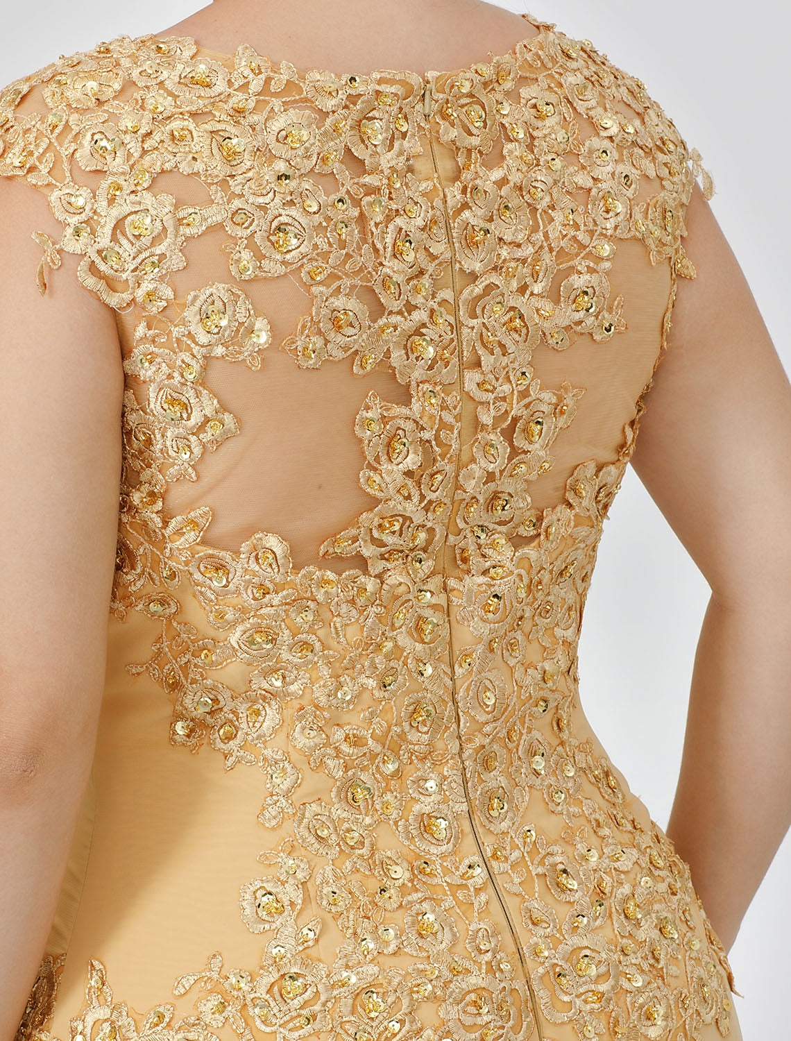 wholesale  A-Line Mother of the Bride Dress Fall Wedding Guest Dresses Plus Size Elegant Illusion Neck Sweep / Brush Train Chiffon Beaded Lace Short Sleeve with Bow(s) Pleats