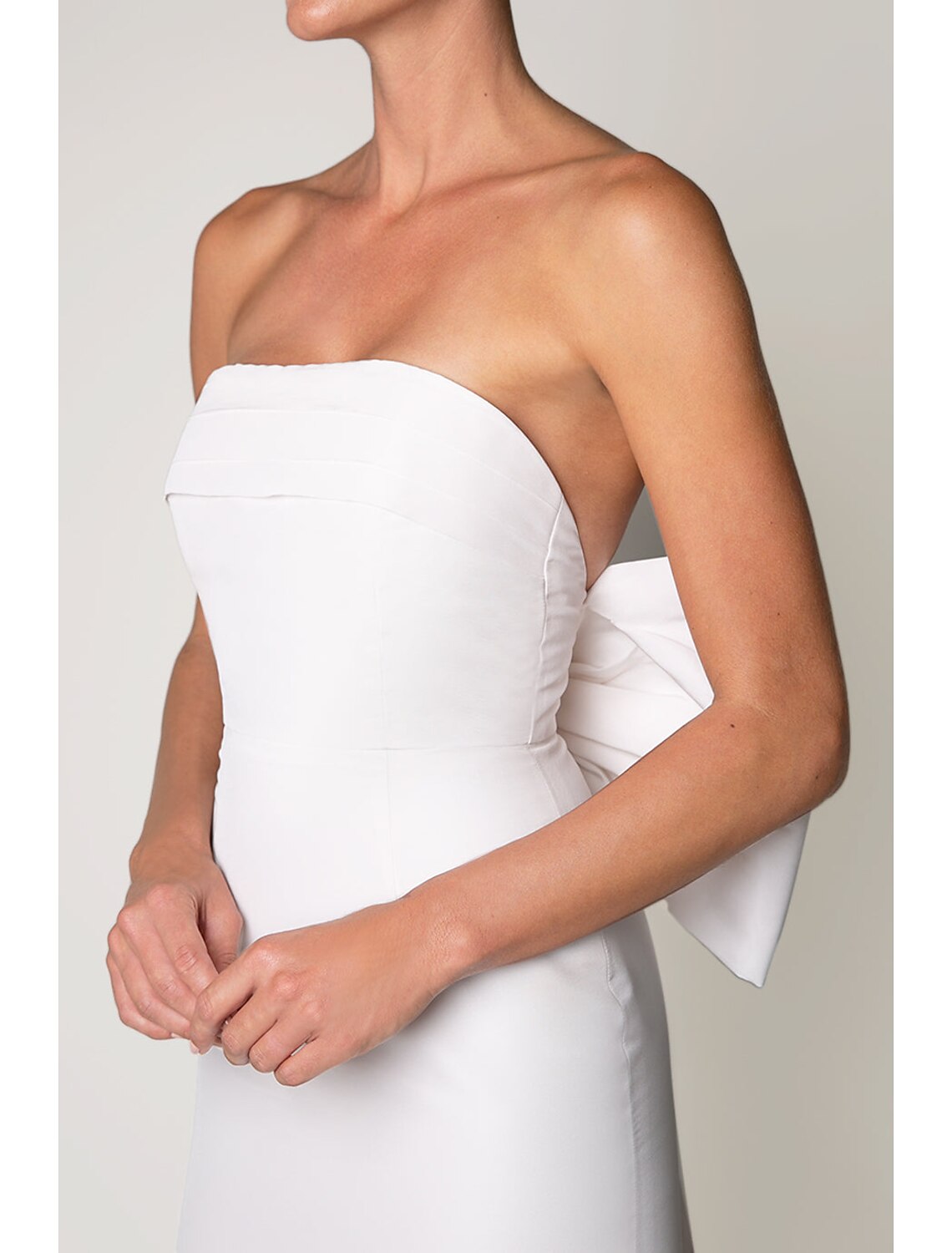 Wholesa Sheath / Column Cocktail Dresses Party Dress Wedding Guest Engagement Tea Length Sleeveless Strapless Fall Wedding Reception Satin with Bow(s)