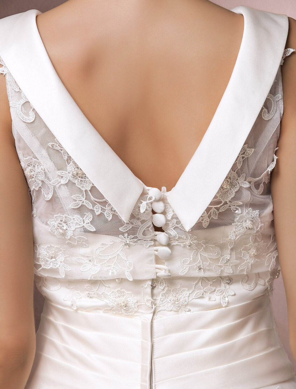 Wholesa Hall Wedding Dresses A-Line Illusion Neck Sleeveless Tea Length Lace Bridal Gowns With Pearl Beading