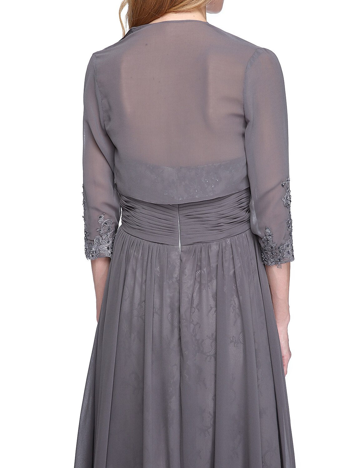 wholesale   A-Line Mother of the Bride Dress Wrap Included Strapless Floor Length Chiffon Beaded Lace Sleeveless yes with Ruched Beading Appliques