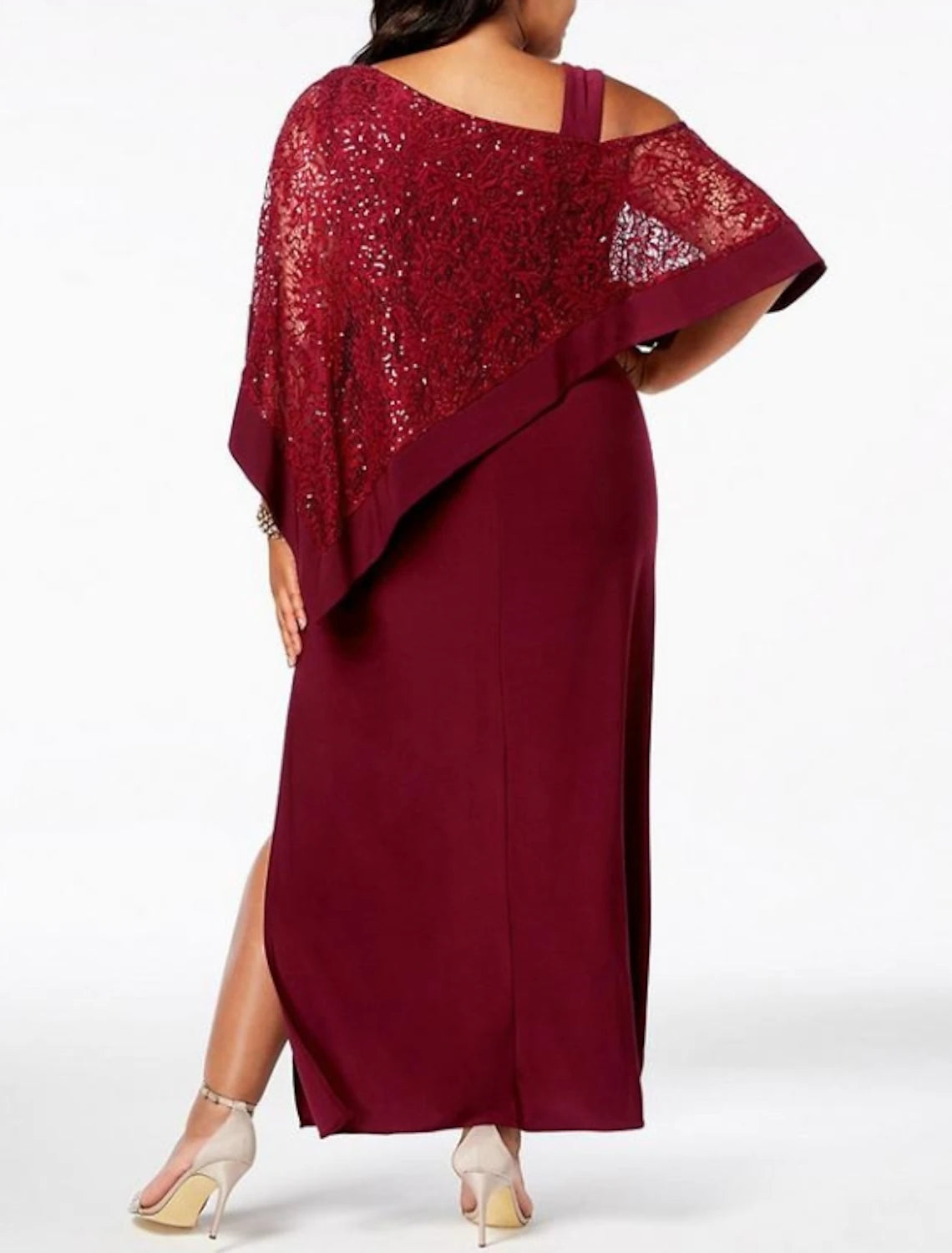 wholesale  Sheath / Column Mother of the Bride Dress Plus Size Elegant Bateau Neck Ankle Length Chiffon Lace 3/4 Length Sleeve with Sequin Embroidery