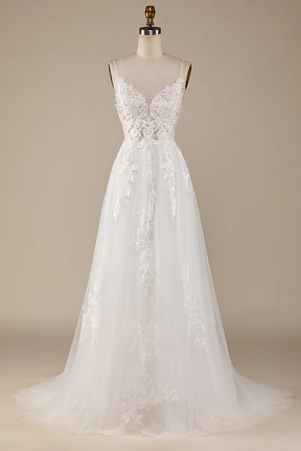 Wholesa A-Line Tulle Criss-Cross Straps Back Wedding Dress