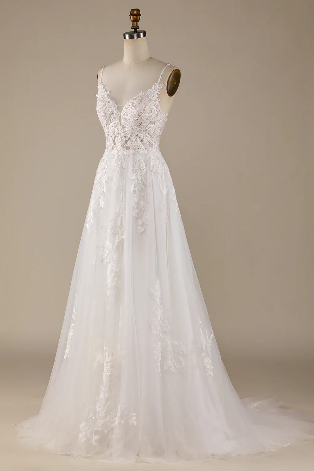 Wholesa A-Line Tulle Criss-Cross Straps Back Wedding Dress