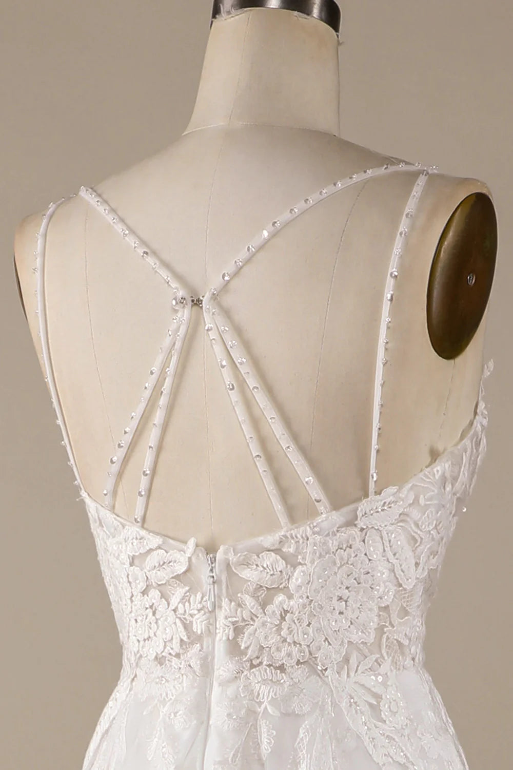 Wholesa A-Line Tulle Criss-Cross Straps Back Wedding Dress