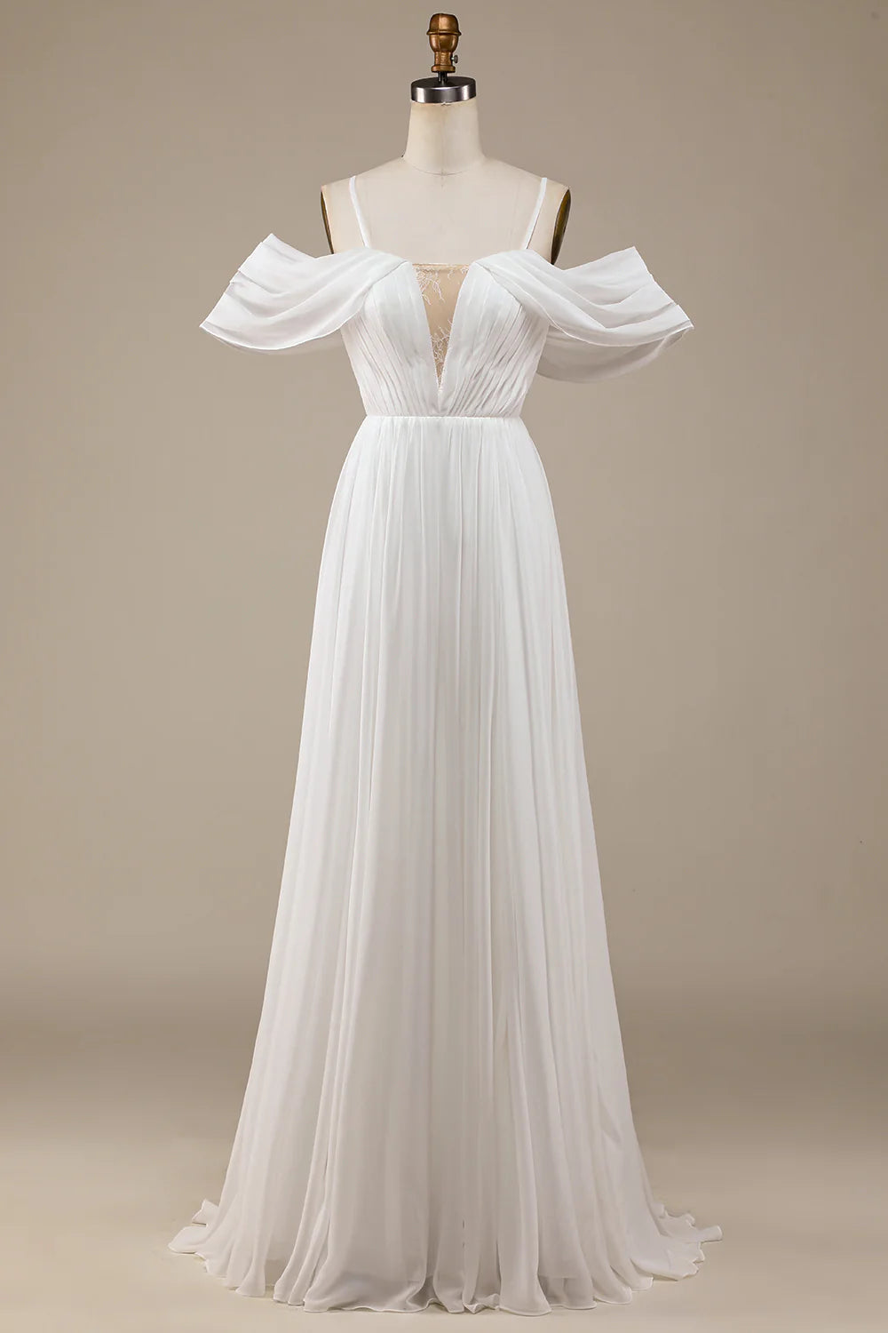 Wholesa Boho Chiffon Ruched Wedding Dress