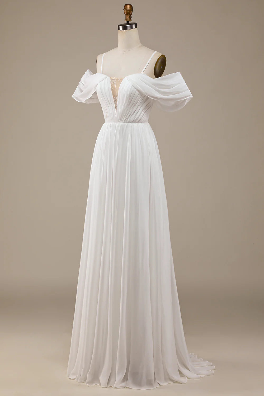 Wholesa Boho Chiffon Ruched Wedding Dress