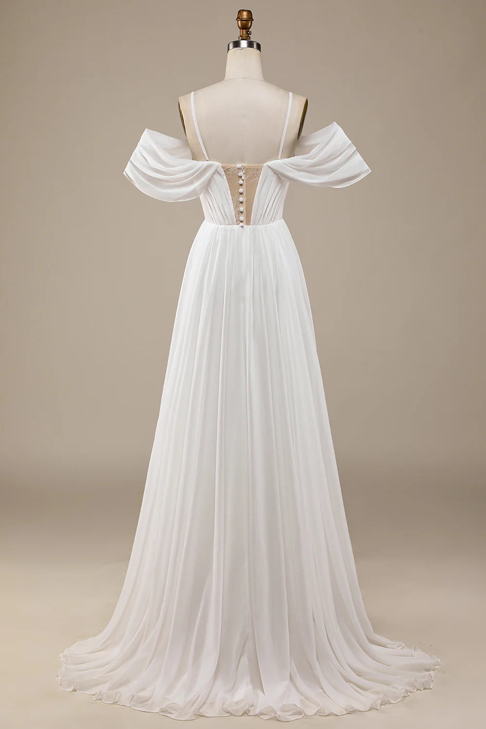 Wholesa Boho Chiffon Ruched Wedding Dress