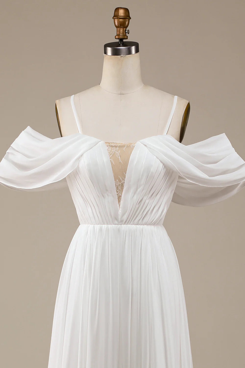 Wholesa Boho Chiffon Ruched Wedding Dress