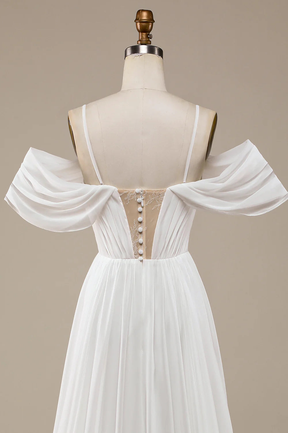 Wholesa Boho Chiffon Ruched Wedding Dress