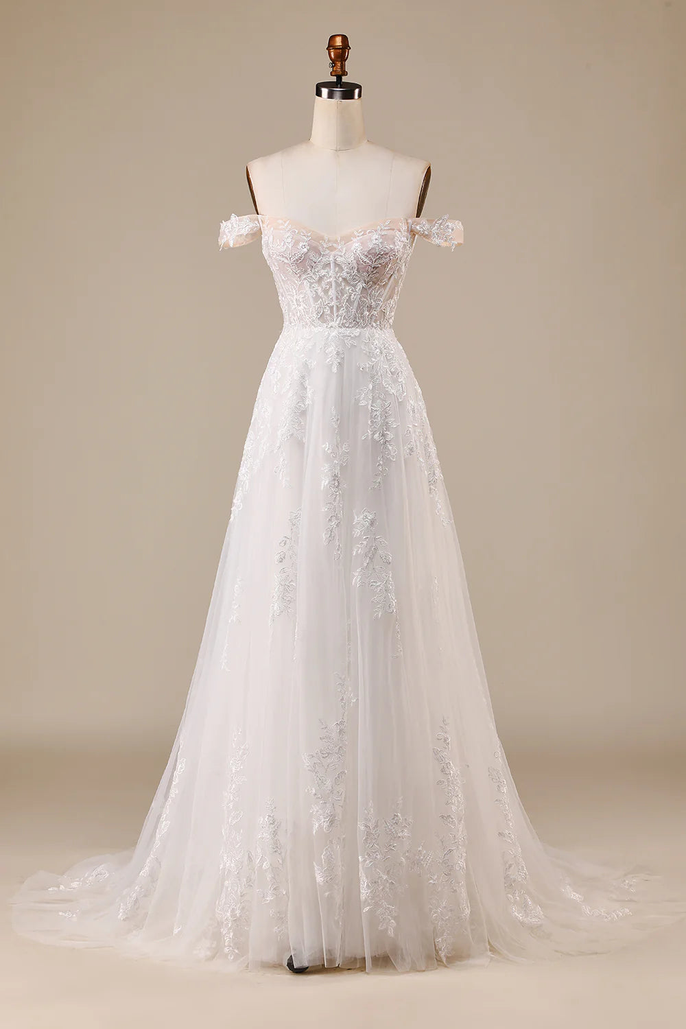 Wholesa Detachable Off the Shoulder Corset Tulle Wedding Dress
