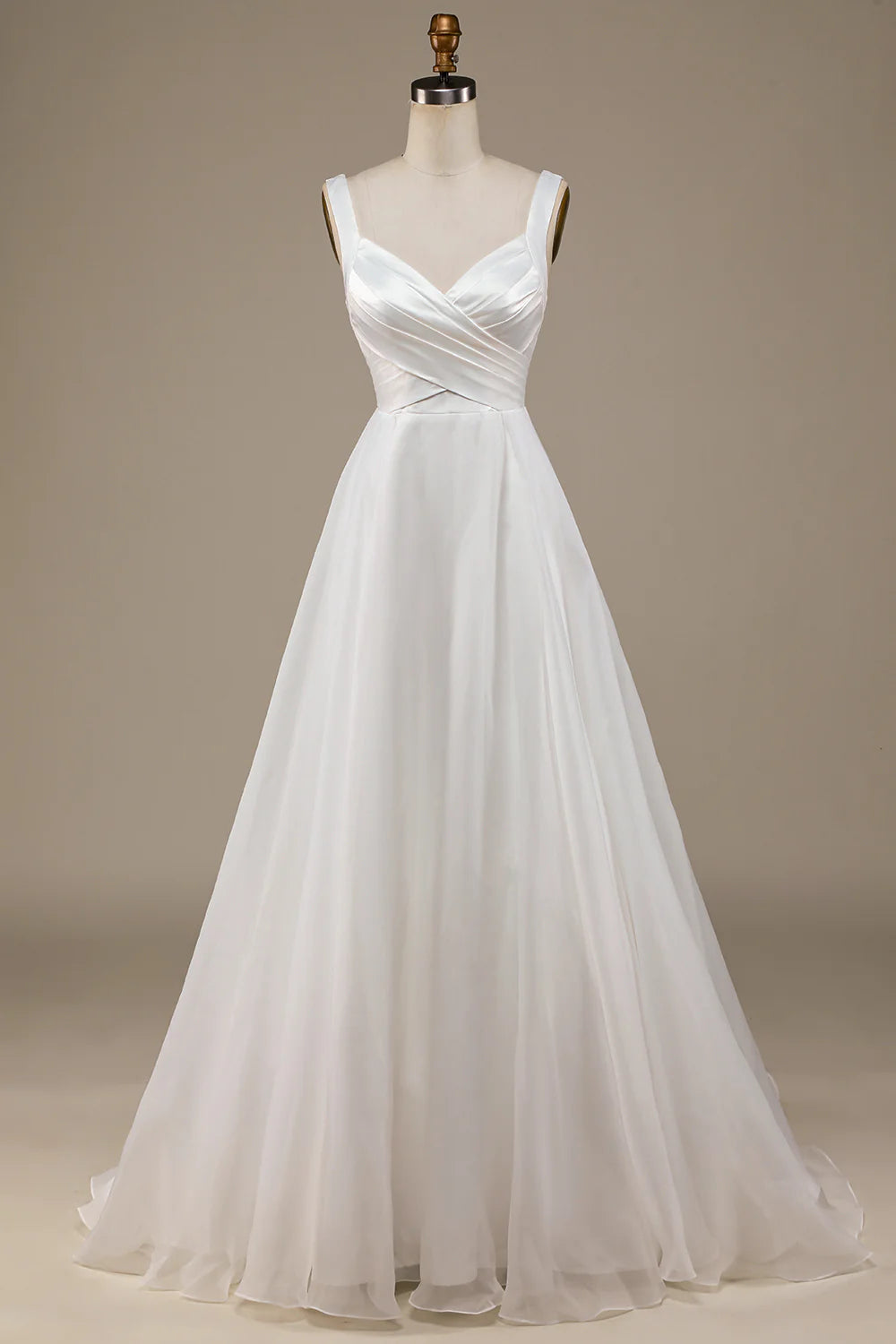 Wholesa Organza Scoop Neck Sweep Train Wedding Dress