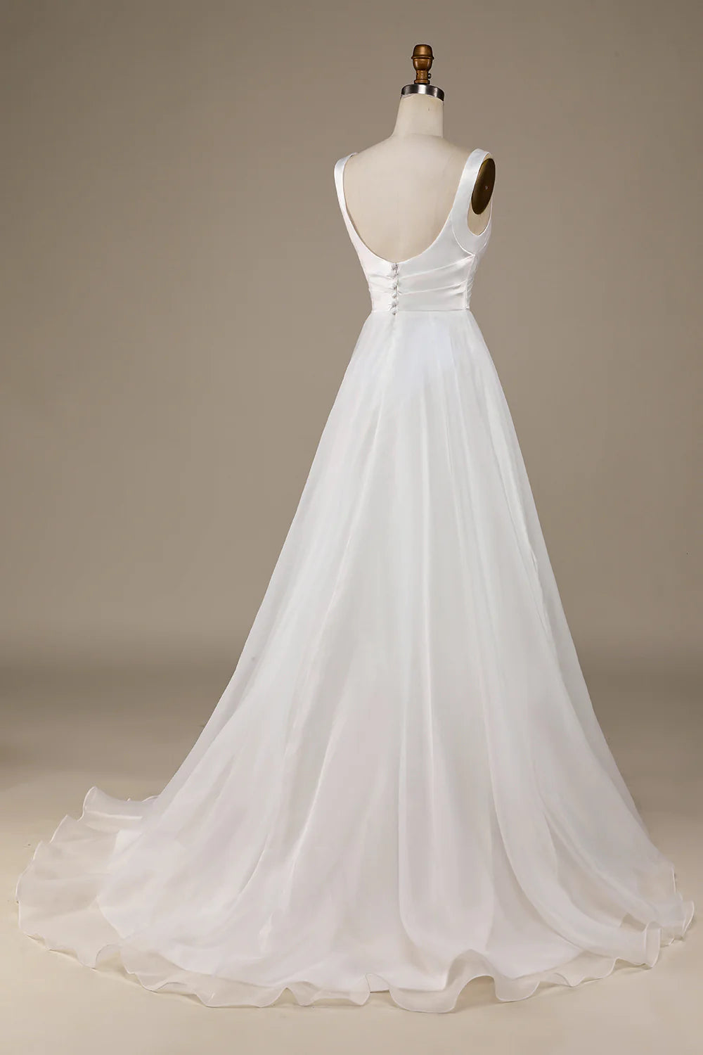 Wholesa Organza Scoop Neck Sweep Train Wedding Dress