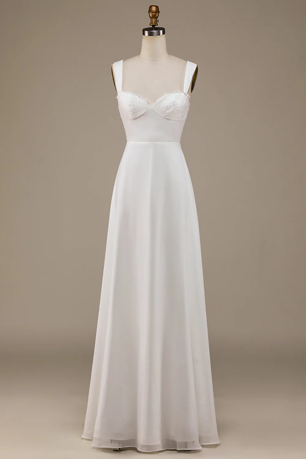 Wholesa Scoop Neck Boho Wedding Dress with Lace