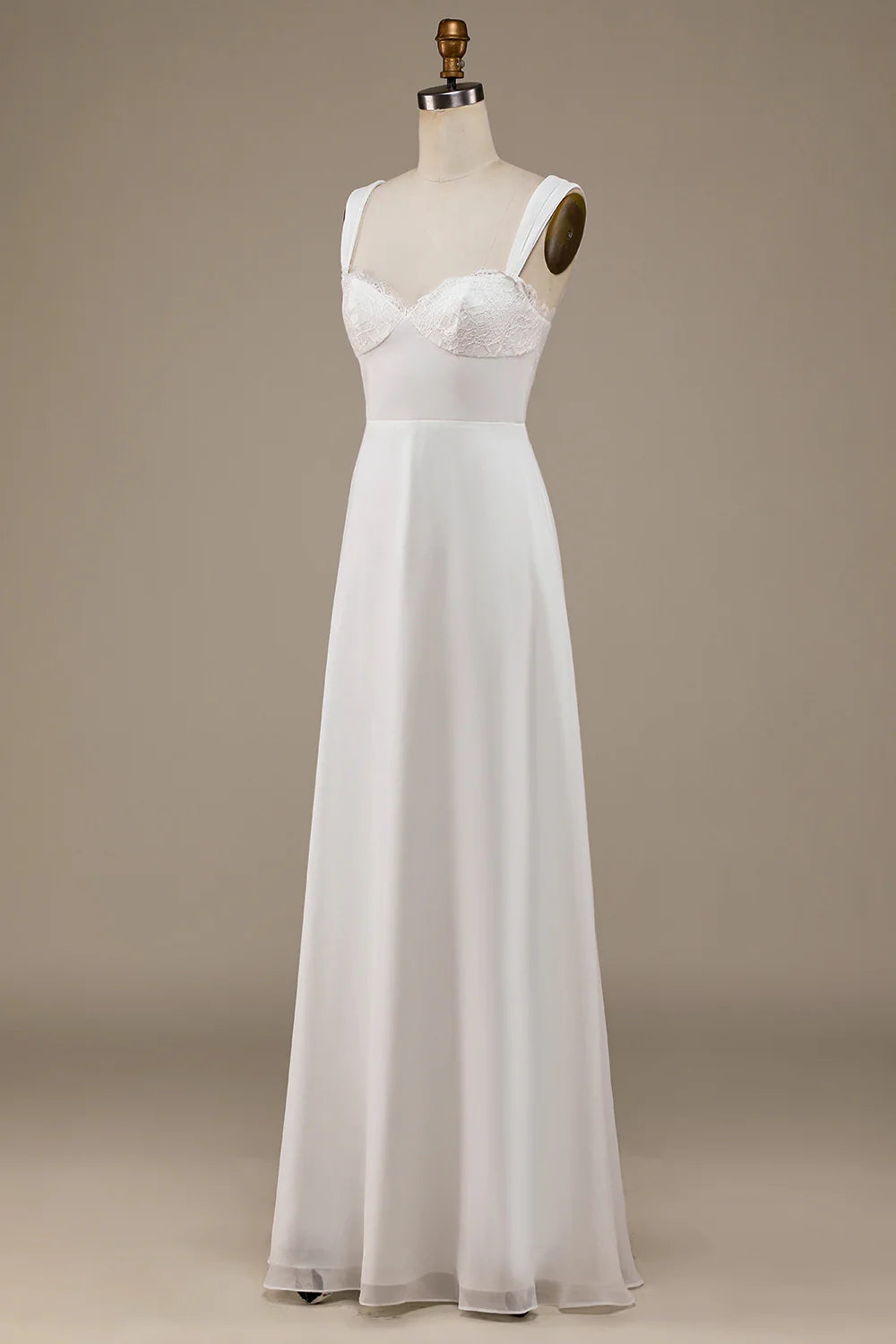 Wholesa Scoop Neck Boho Wedding Dress with Lace