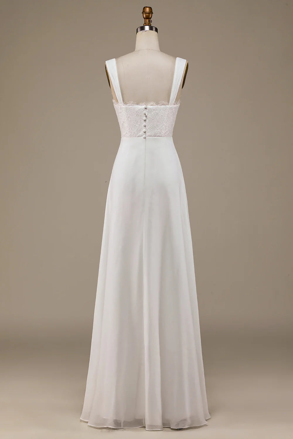 Wholesa Scoop Neck Boho Wedding Dress with Lace