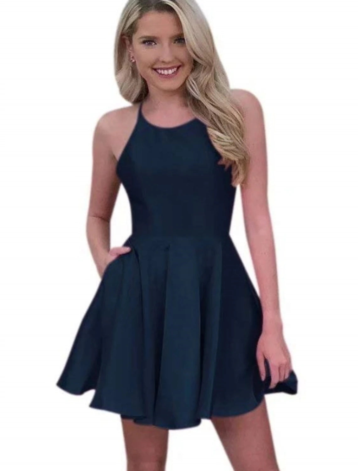 wholesale  A-Line Cocktail Dresses Party Dress Engagement Cocktail Party Short / Mini Sleeveless Jewel Neck Chiffon with Sleek